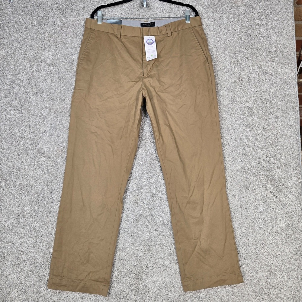 Banana Republic Pants Mens 36x30 Brown tan Aiden Fit Cotton stretch Chino NEW